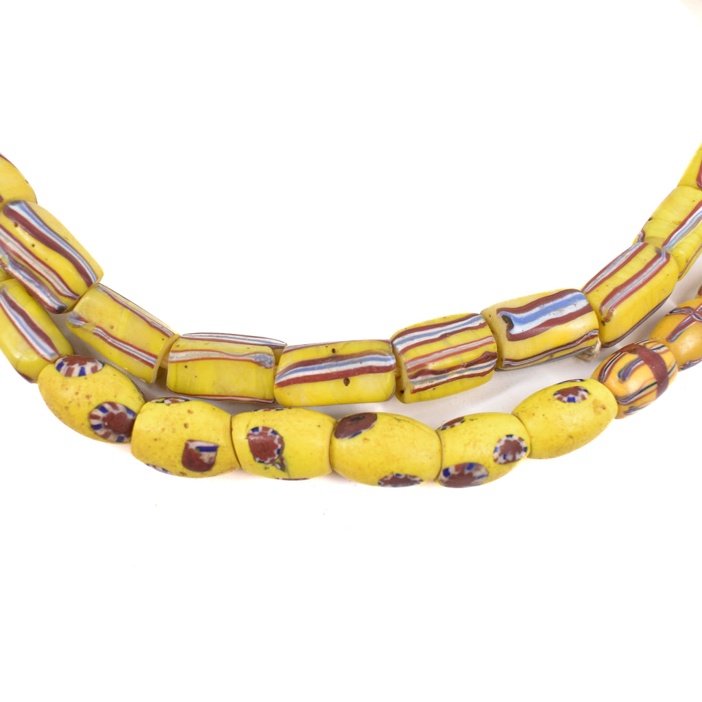 Yellow Venetian Trade Beads 34 Inch