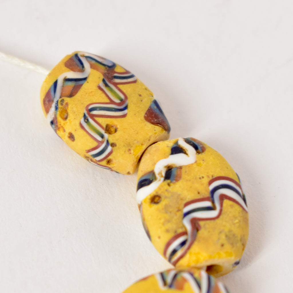 8 Yellow Tabular Venetian Trade Beads