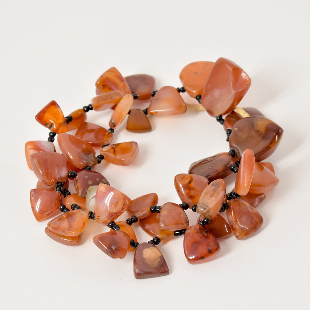 Triangular Carnelian Red Agate Stone Trade Beads 28 Inch