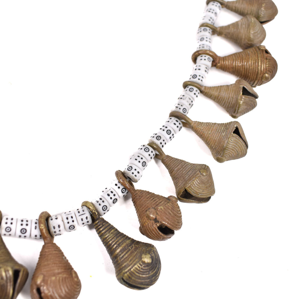White Yoruba Brass Bell Beads Nigeria