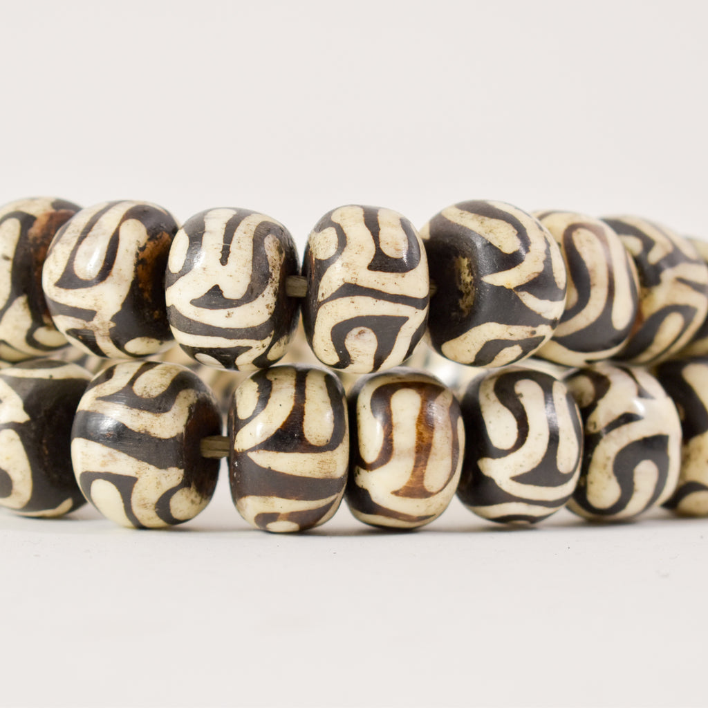 Batik Mudcloth Bone Beads Sidley Collection 30 Inch