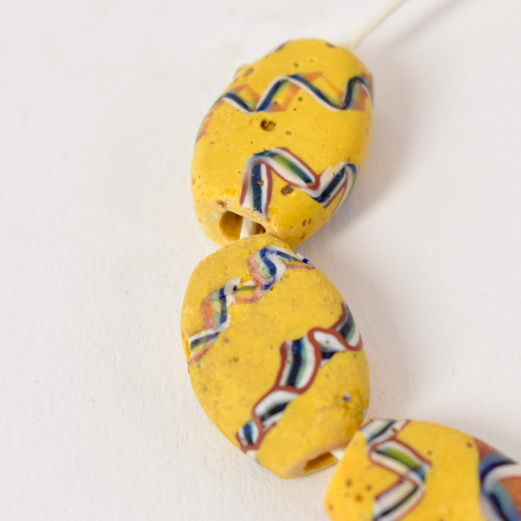 8 Yellow Tabular Venetian Trade Beads