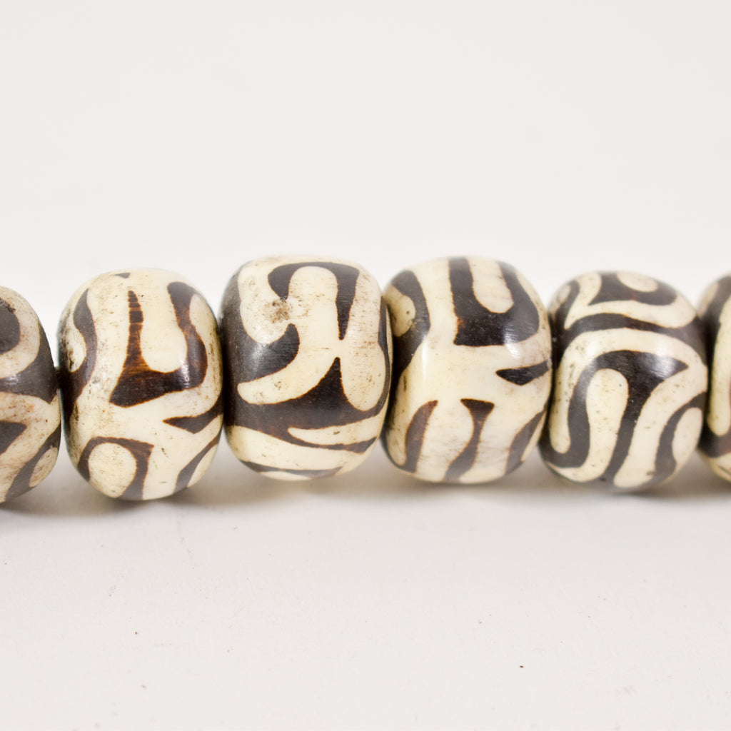 Batik Mudcloth Bone Beads Sidley Collection 30 Inch