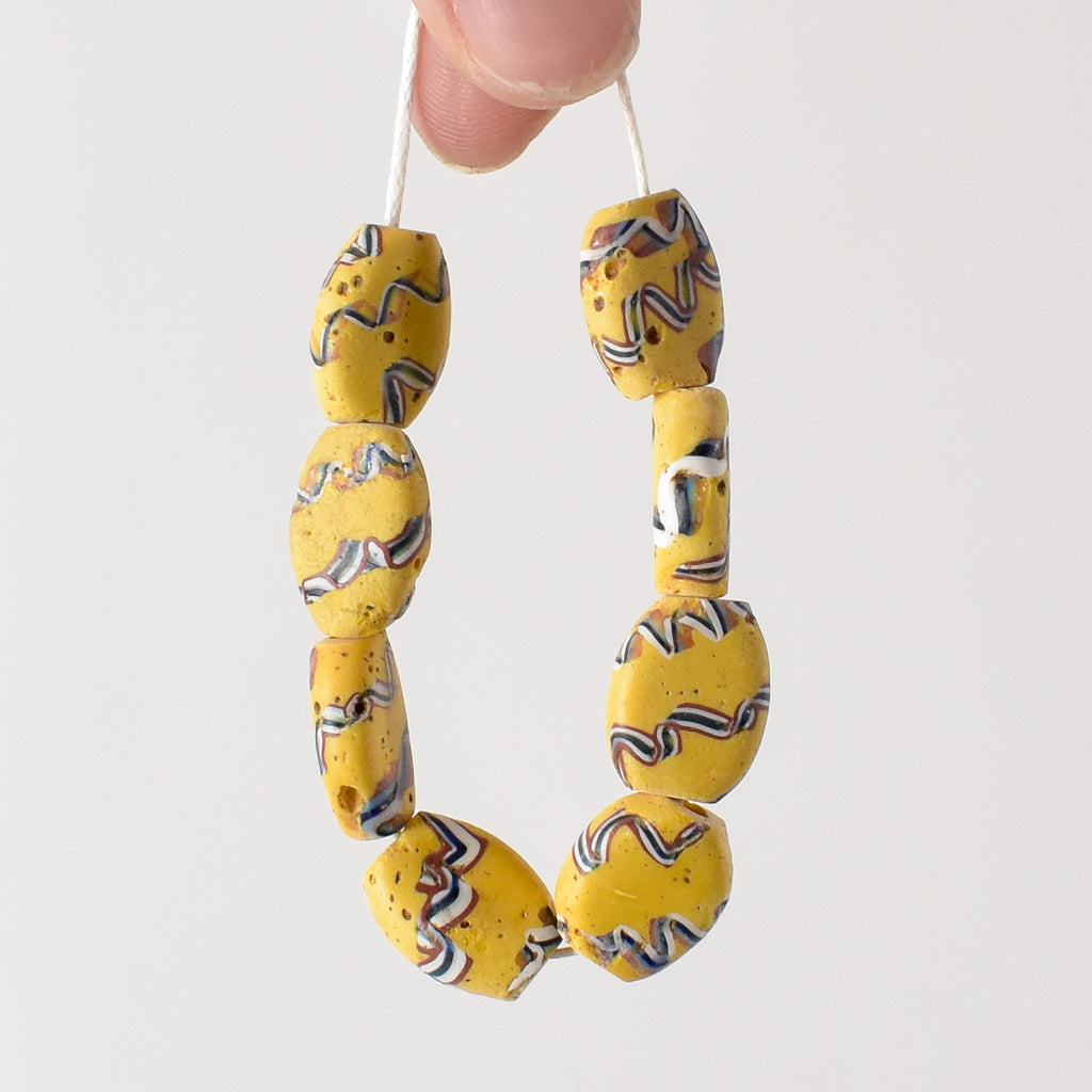 8 Yellow Tabular Venetian Trade Beads