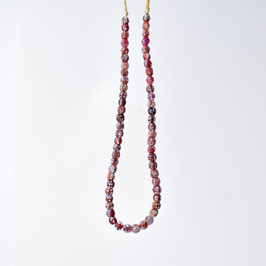 Venetian Whiteheart Floral Dot Red Trade Beads