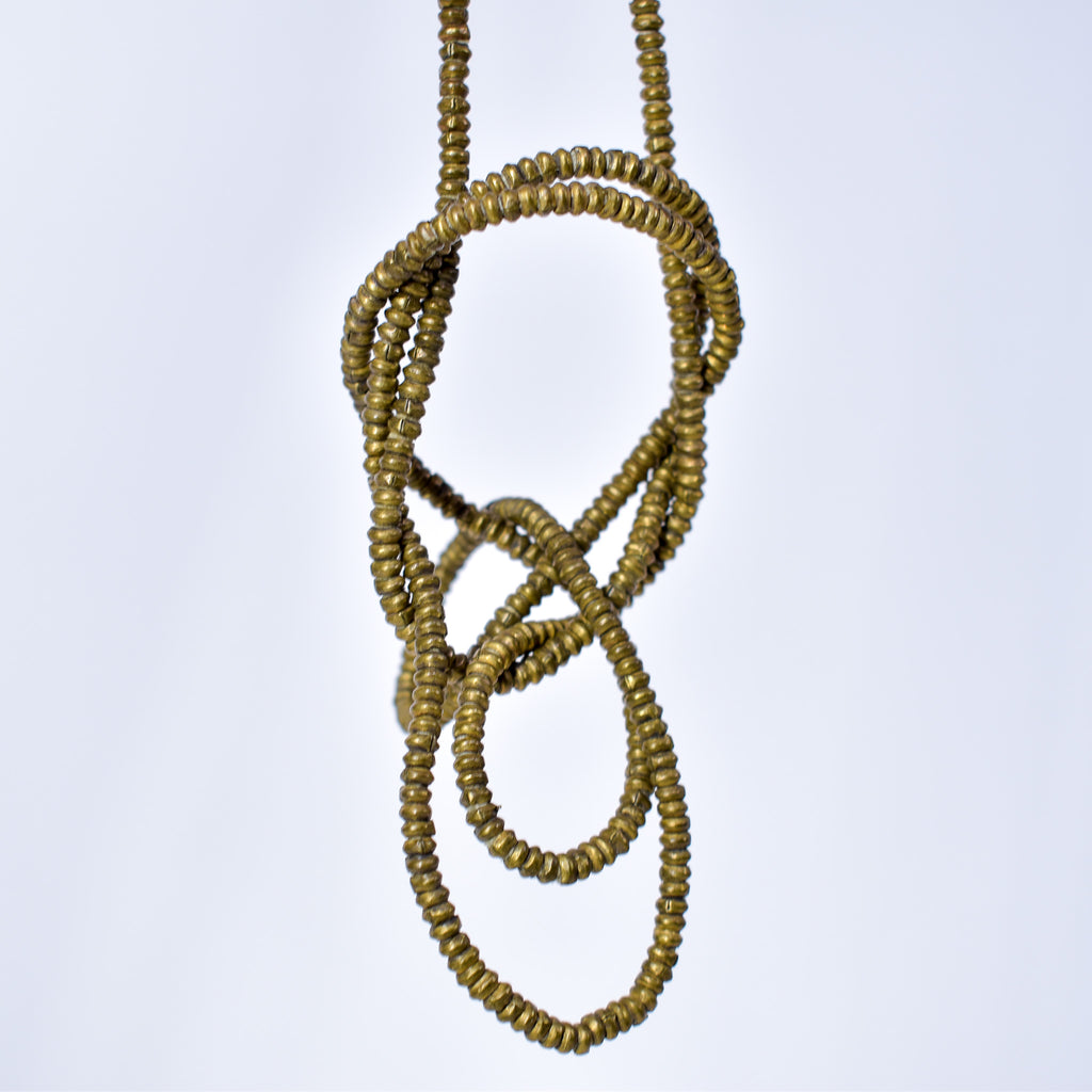 Brass Color Metal Heishi Beads Ethiopia 33 Inch