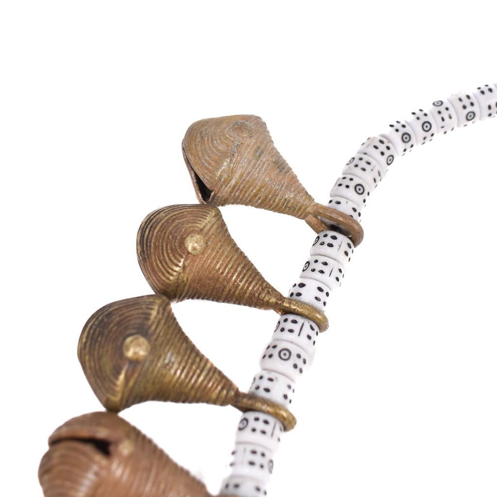 White Yoruba Brass Bell Beads Nigeria