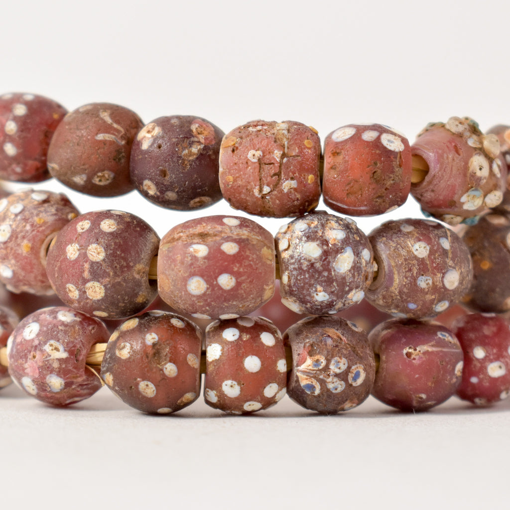 Mixed Skunk Floral Rasied Dot Venetian Red Trade Beads