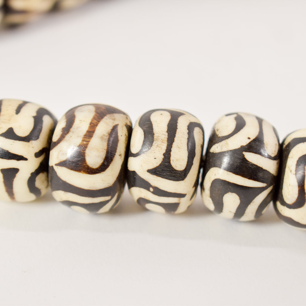 Batik Mudcloth Bone Beads Sidley Collection 30 Inch