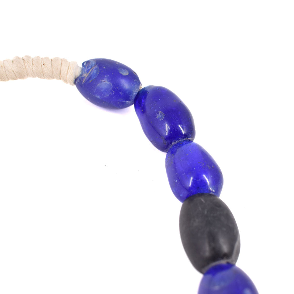 Blue Oval Bohemian Trade Beads 30 Inch