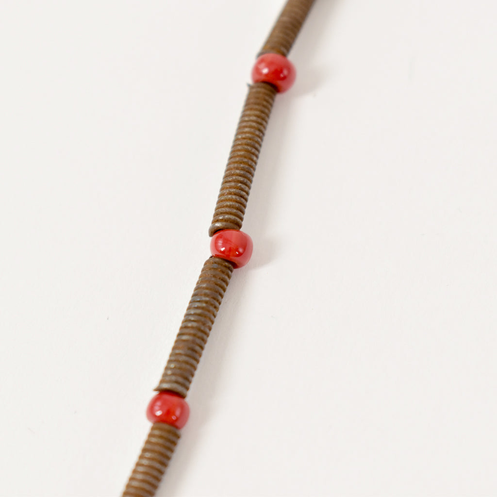 Metal Coils with Red Seed Trade Beads Ethiopia 22 inches