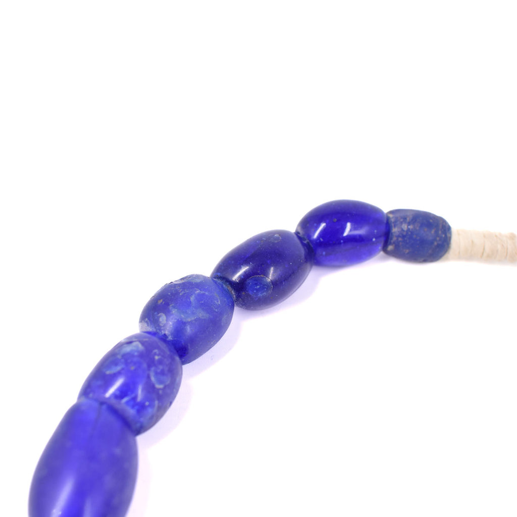 Blue Oval Bohemian Trade Beads 30 Inch