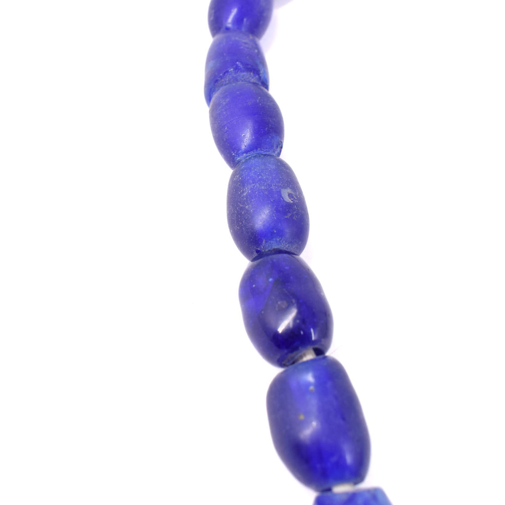 Blue Oval Bohemian Trade Beads 30 Inch