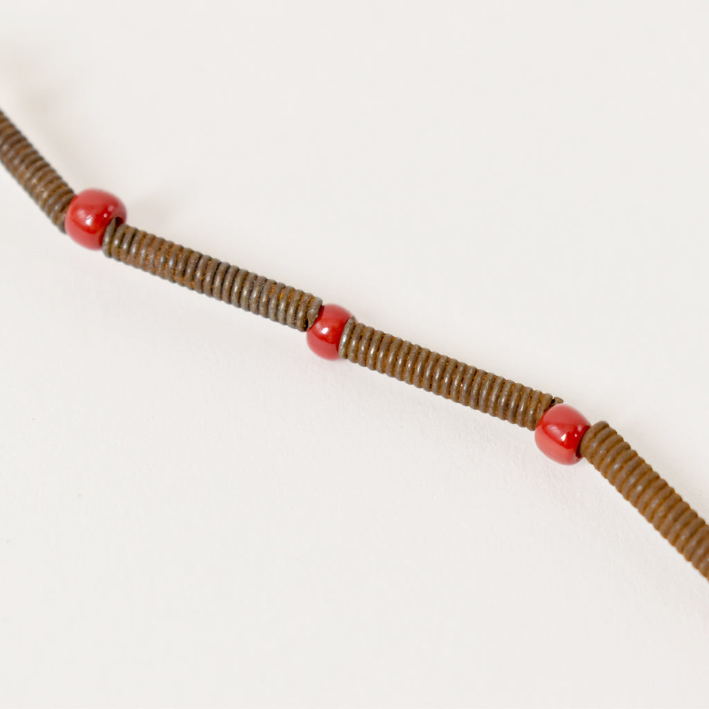 Metal Coils with Red Seed Trade Beads Ethiopia 22 inches