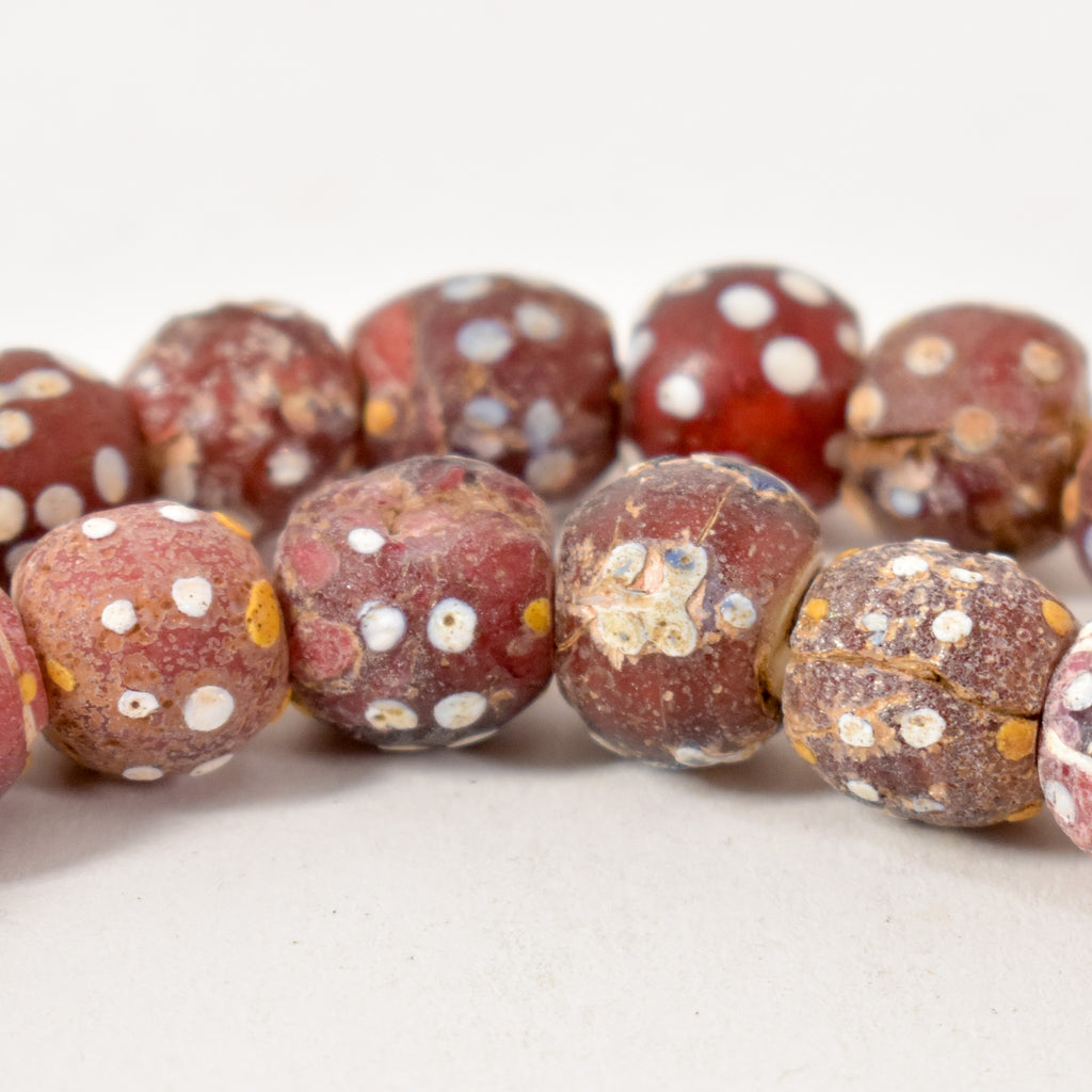 Mixed Skunk Floral Rasied Dot Venetian Red Trade Beads