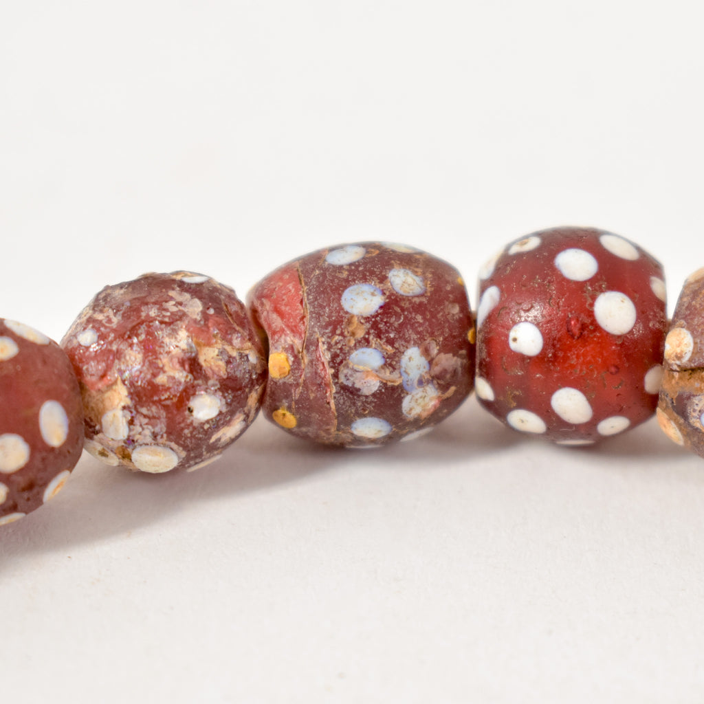 Mixed Skunk Floral Rasied Dot Venetian Red Trade Beads