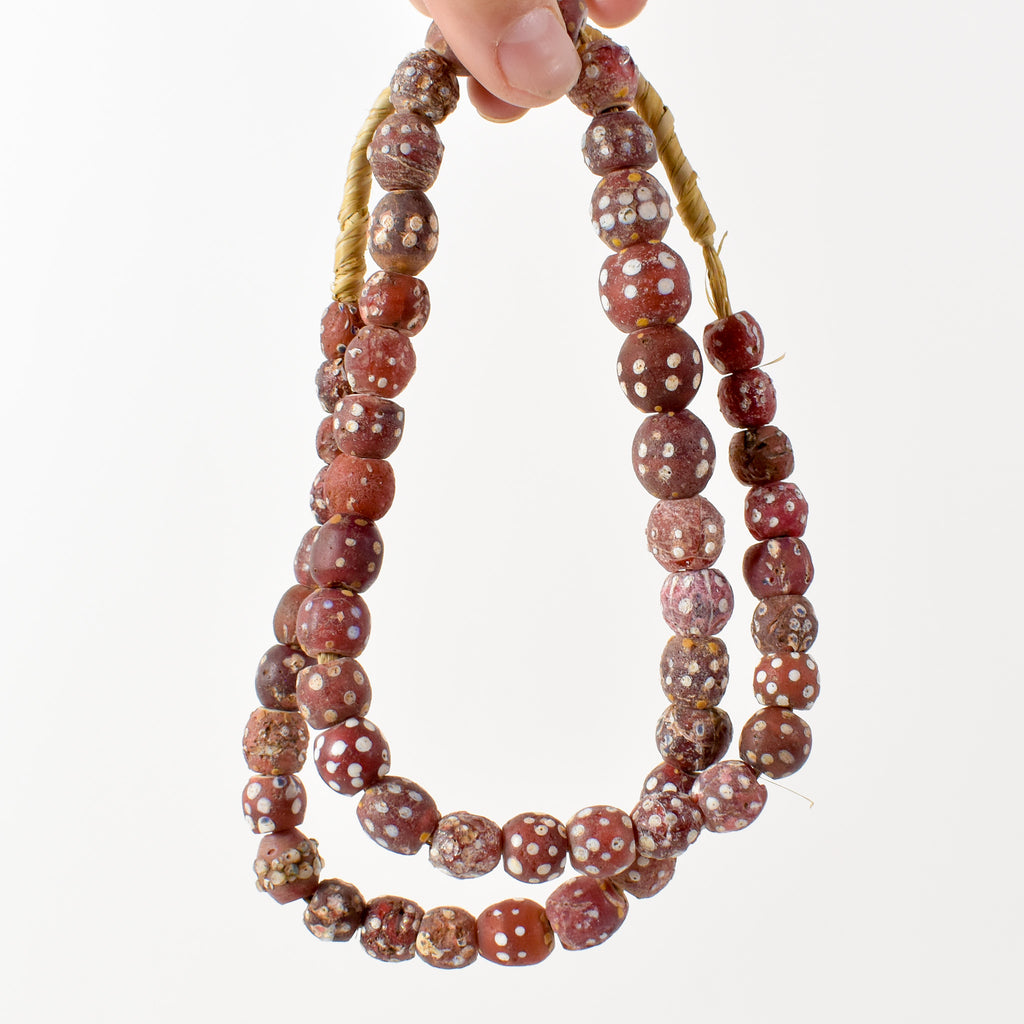 Mixed Skunk Floral Rasied Dot Venetian Red Trade Beads