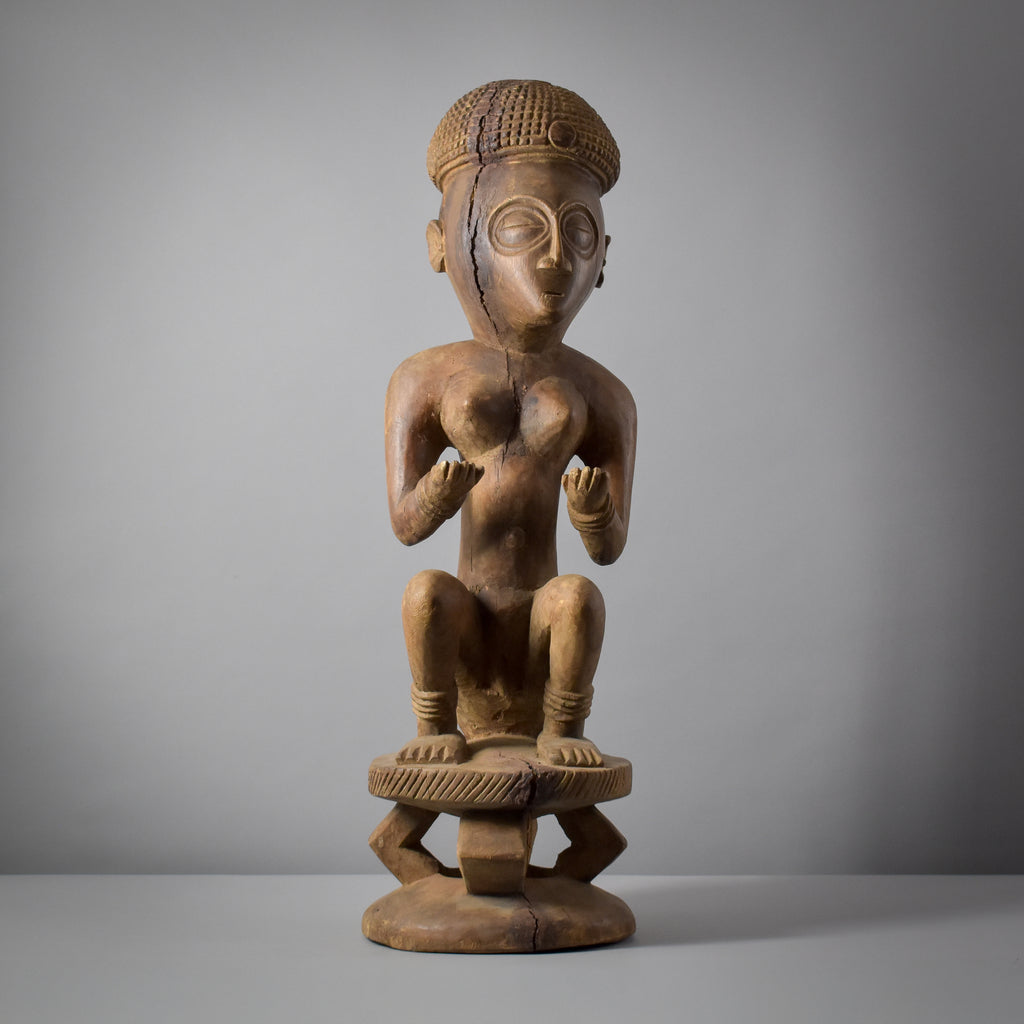 Chokwe Seated Female Ancestor Figure Angola 34 Inch