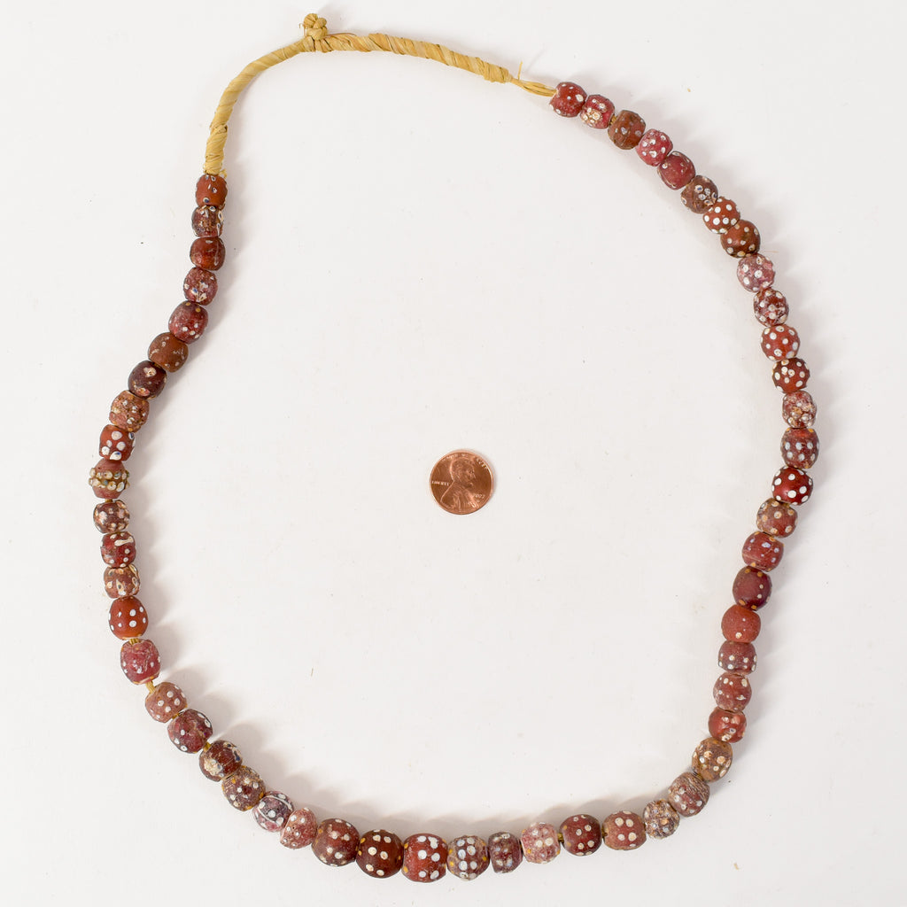Mixed Skunk Floral Rasied Dot Venetian Red Trade Beads