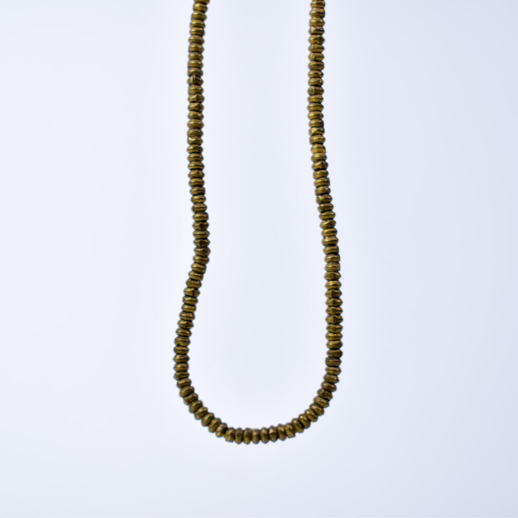 Brass Color Metal Heishi Beads Ethiopia 33 Inch