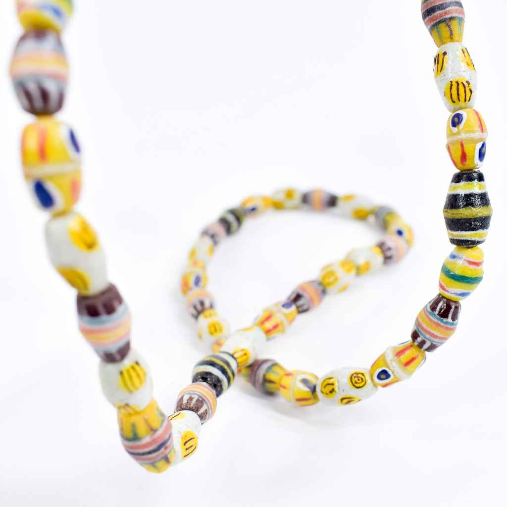Krobo "Recycled" Powder Glass Multicolor Patterned Trade Beads