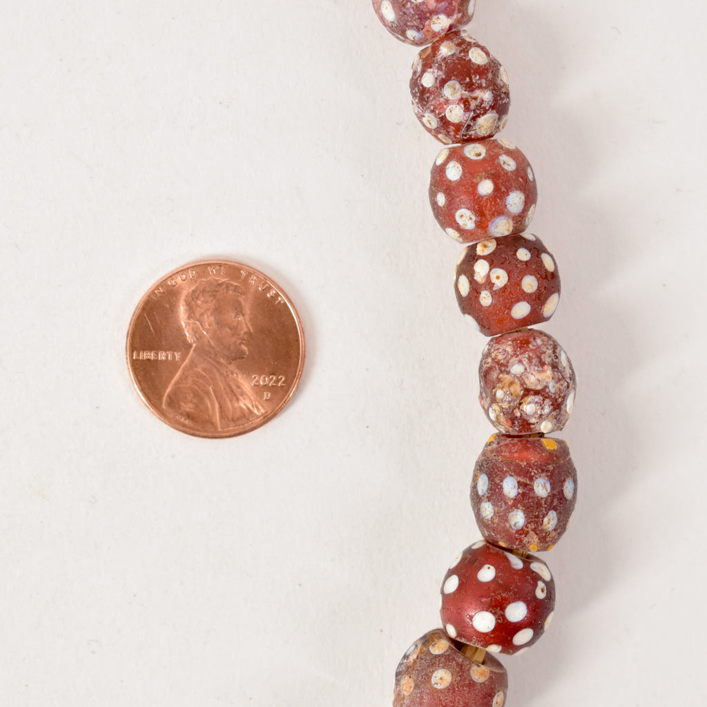 Mixed Skunk Floral Rasied Dot Venetian Red Trade Beads