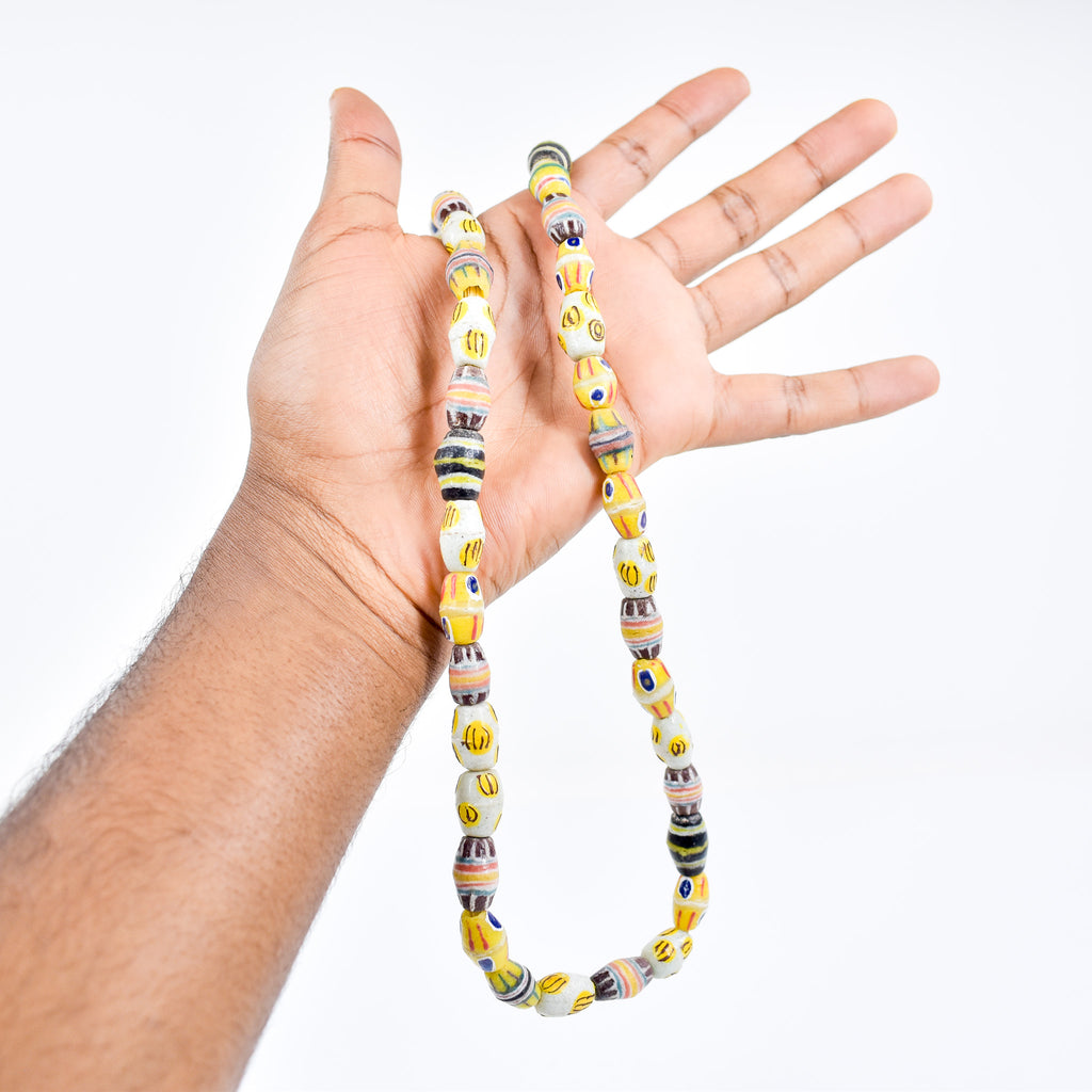 Krobo "Recycled" Powder Glass Multicolor Patterned Trade Beads