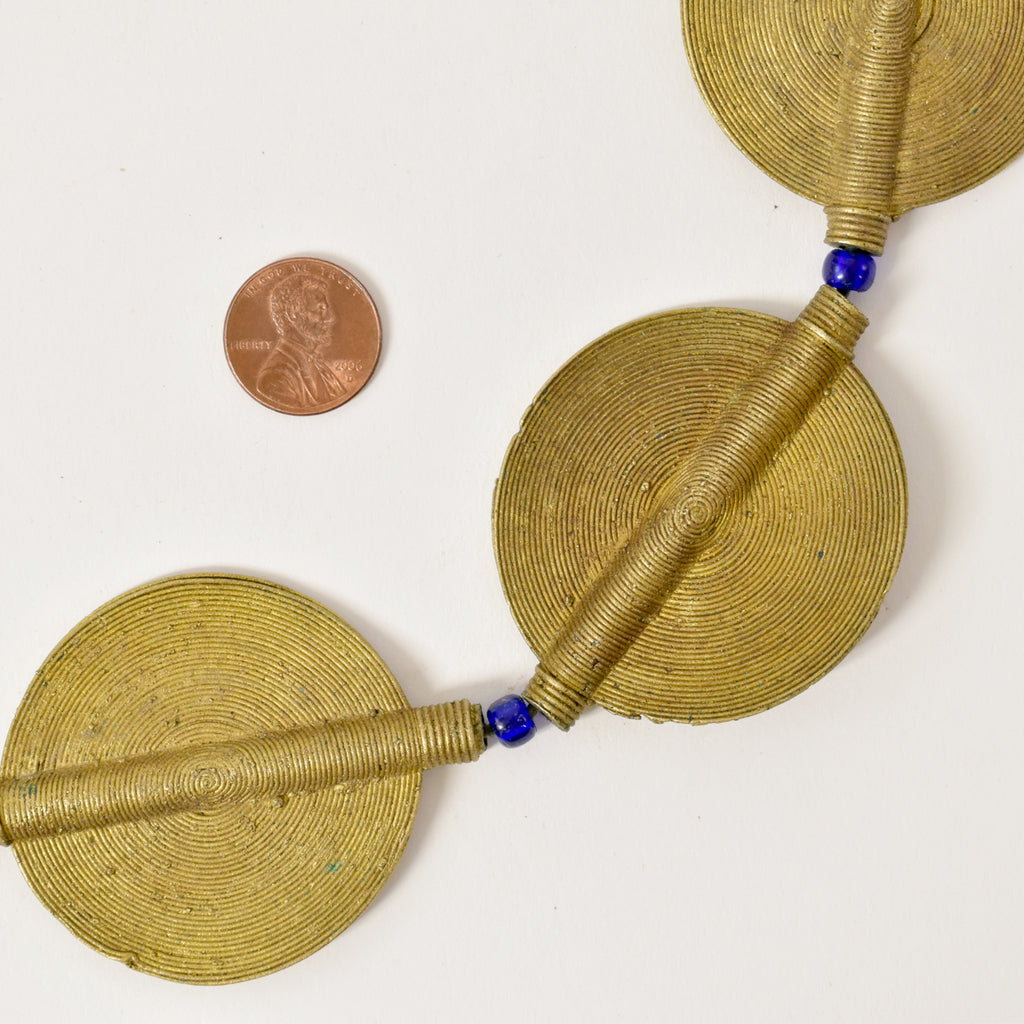 Baule Brass Coin Shaped Beads Côte d'Ivoire 26 inches