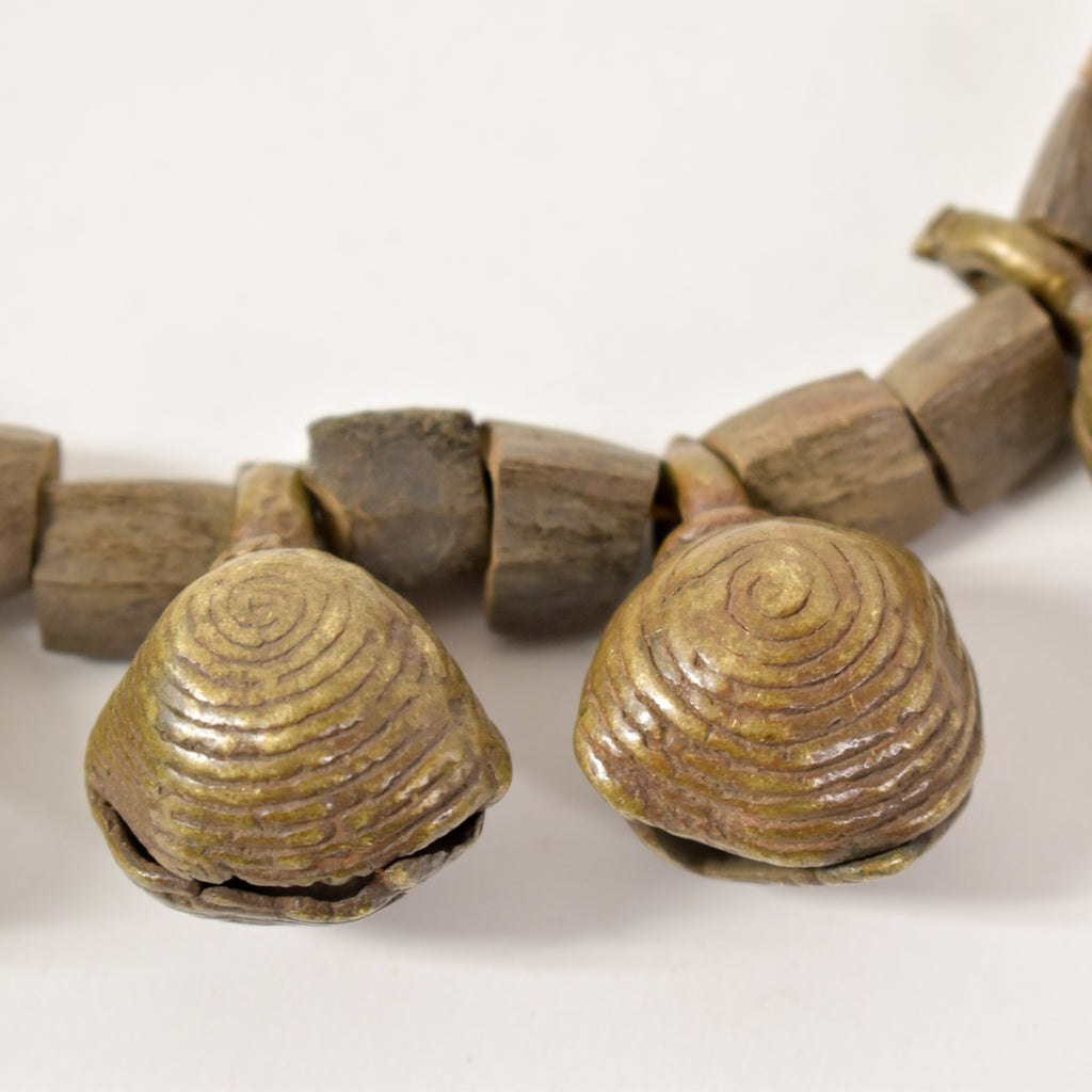 Igbo 'Bug' Brass Bells with Moringa Seed Pods Nigeria 28 Inch