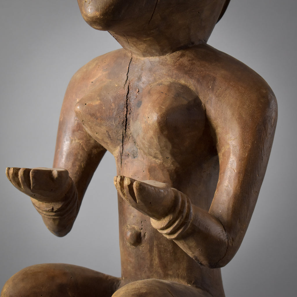 Chokwe Seated Female Ancestor Figure Angola 34 Inch