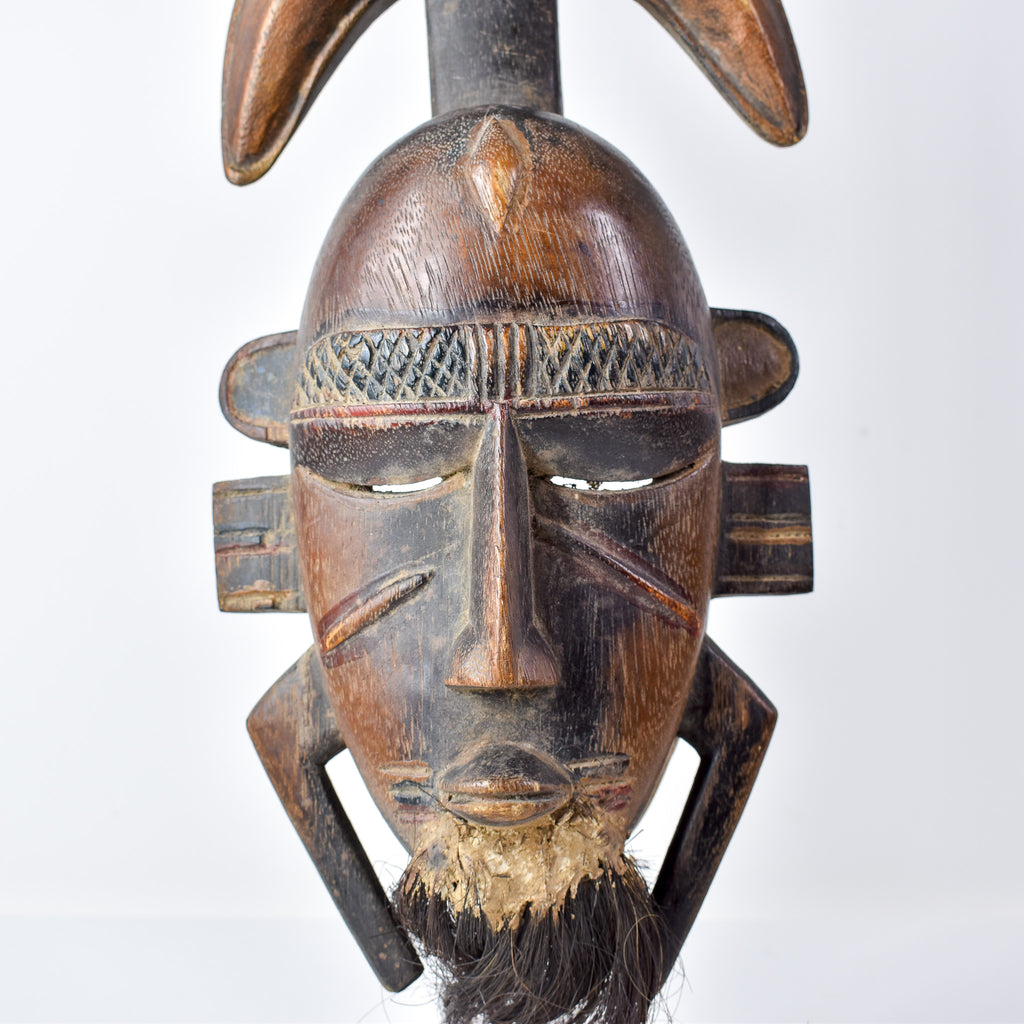 Djimini Ligbi Do Society Mask on Custom Stand Côte d'Ivoire