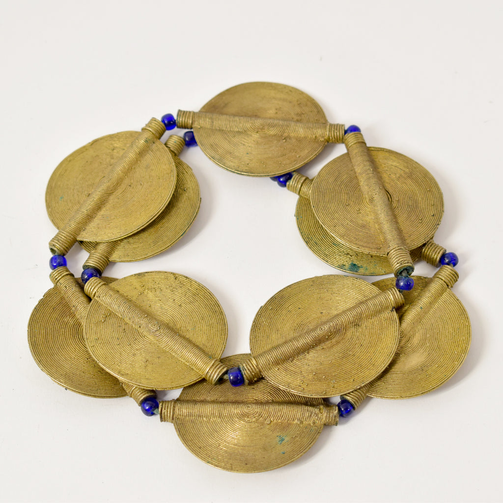 Baule Brass Coin Shaped Beads Côte d'Ivoire 26 inches