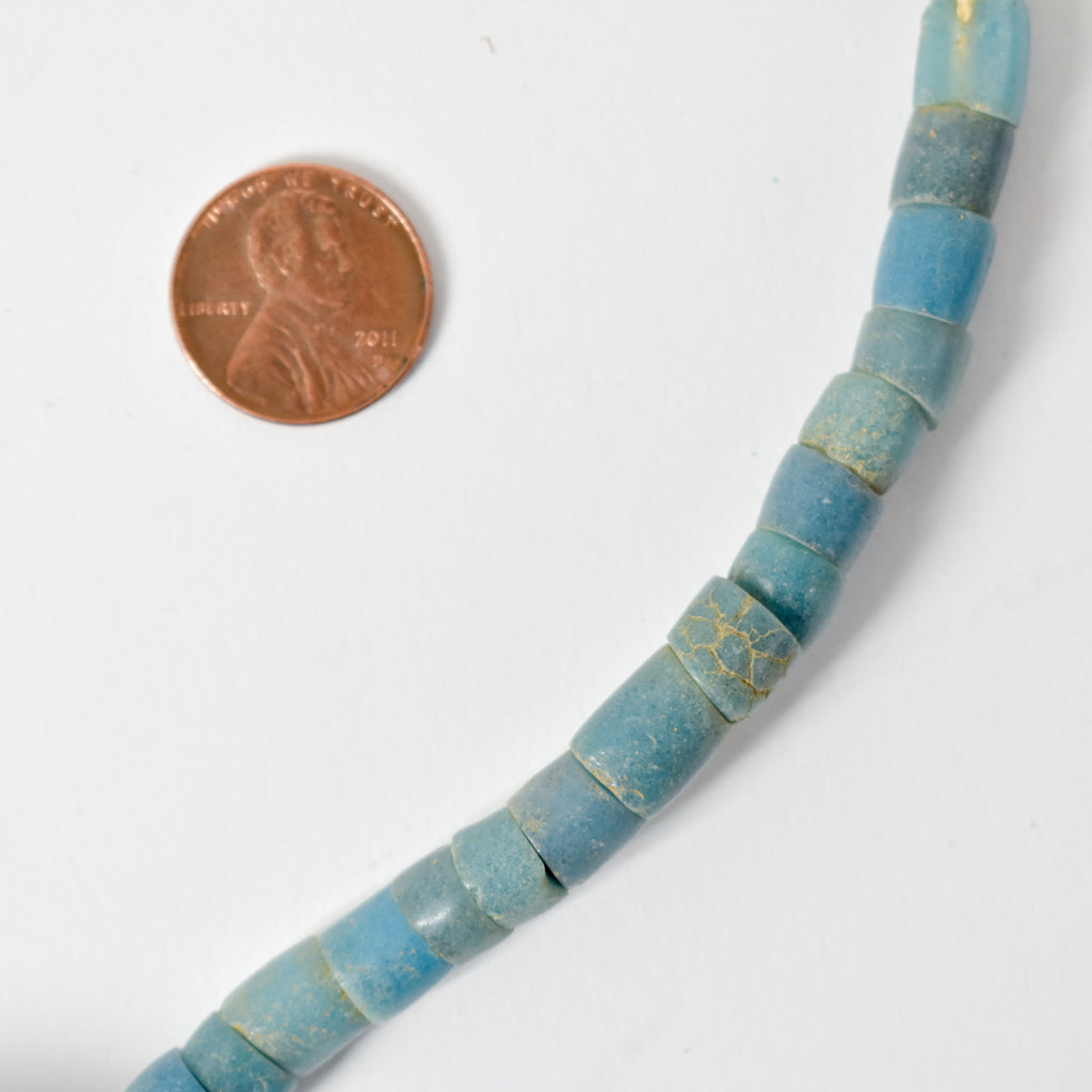 Old Turquoise Krobo Glass Beads Ghana