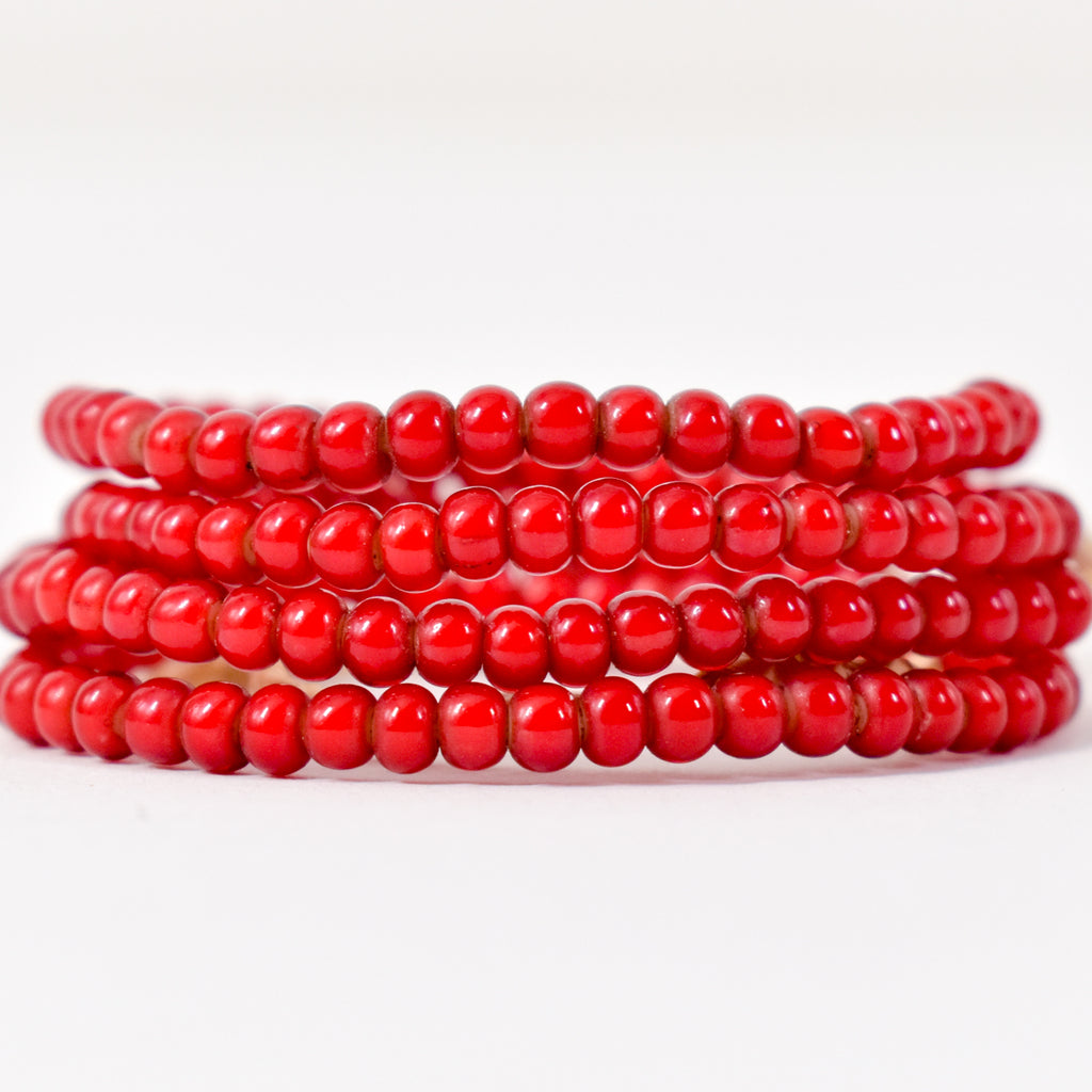 Red White Heart Venetian Trade Beads