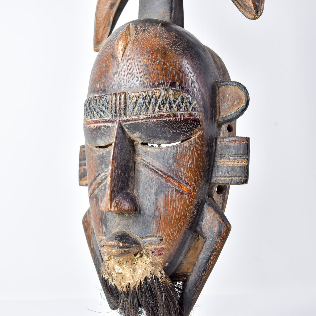 Djimini Ligbi Do Society Mask on Custom Stand Côte d'Ivoire