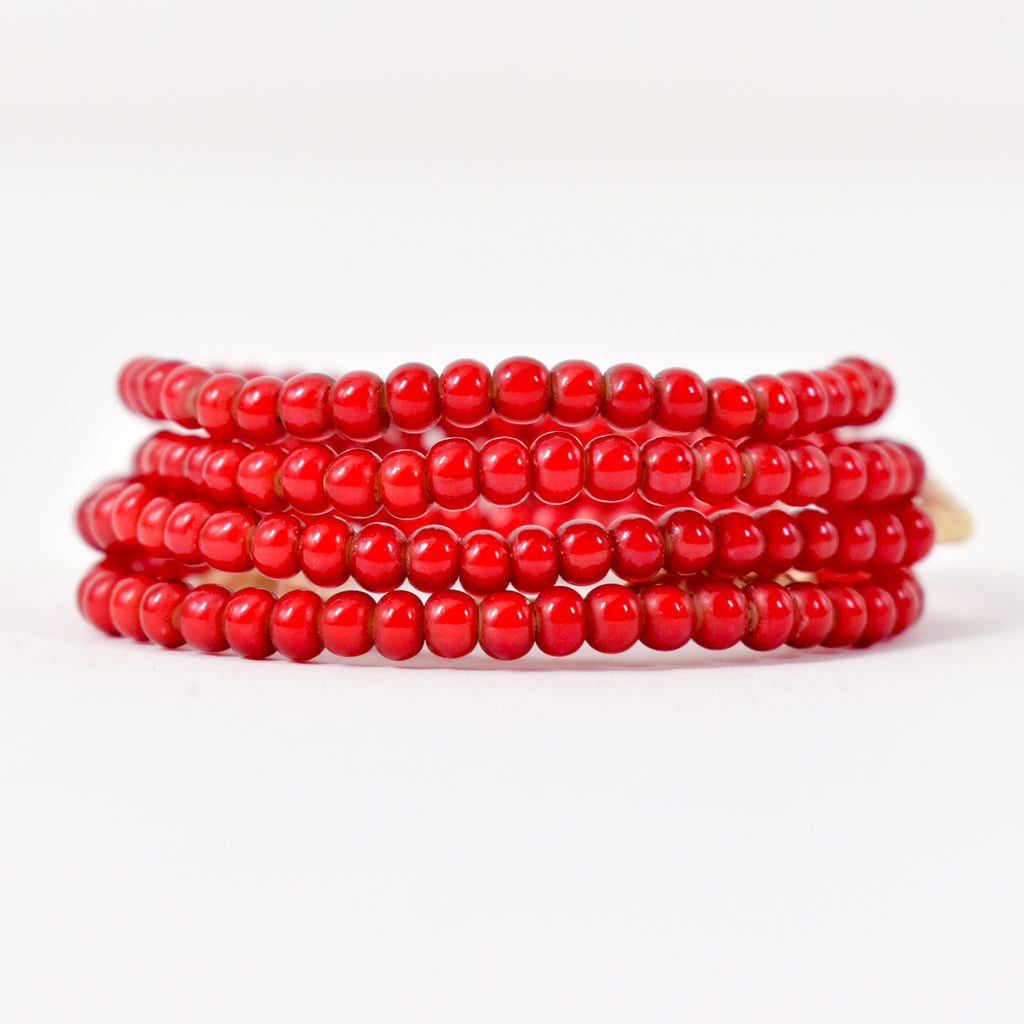 Red White Heart Venetian Trade Beads