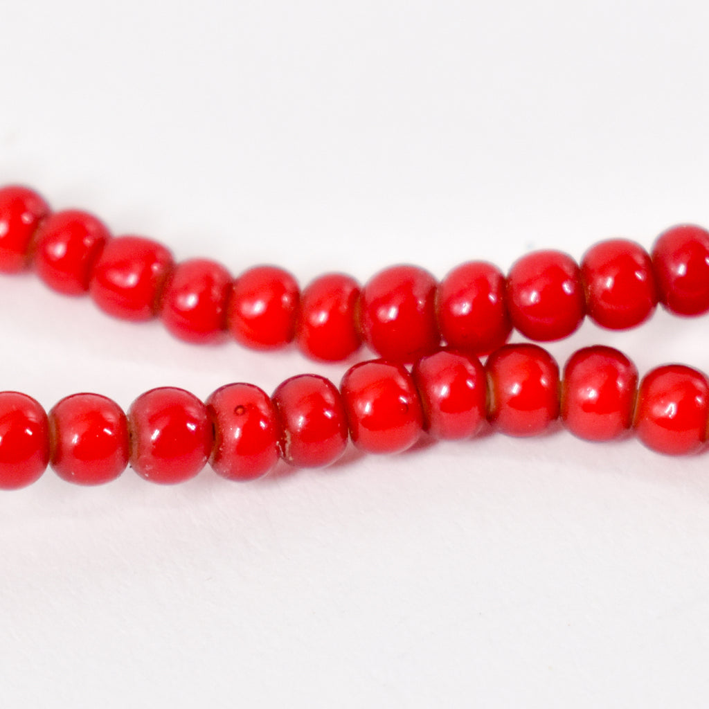 Red White Heart Venetian Trade Beads