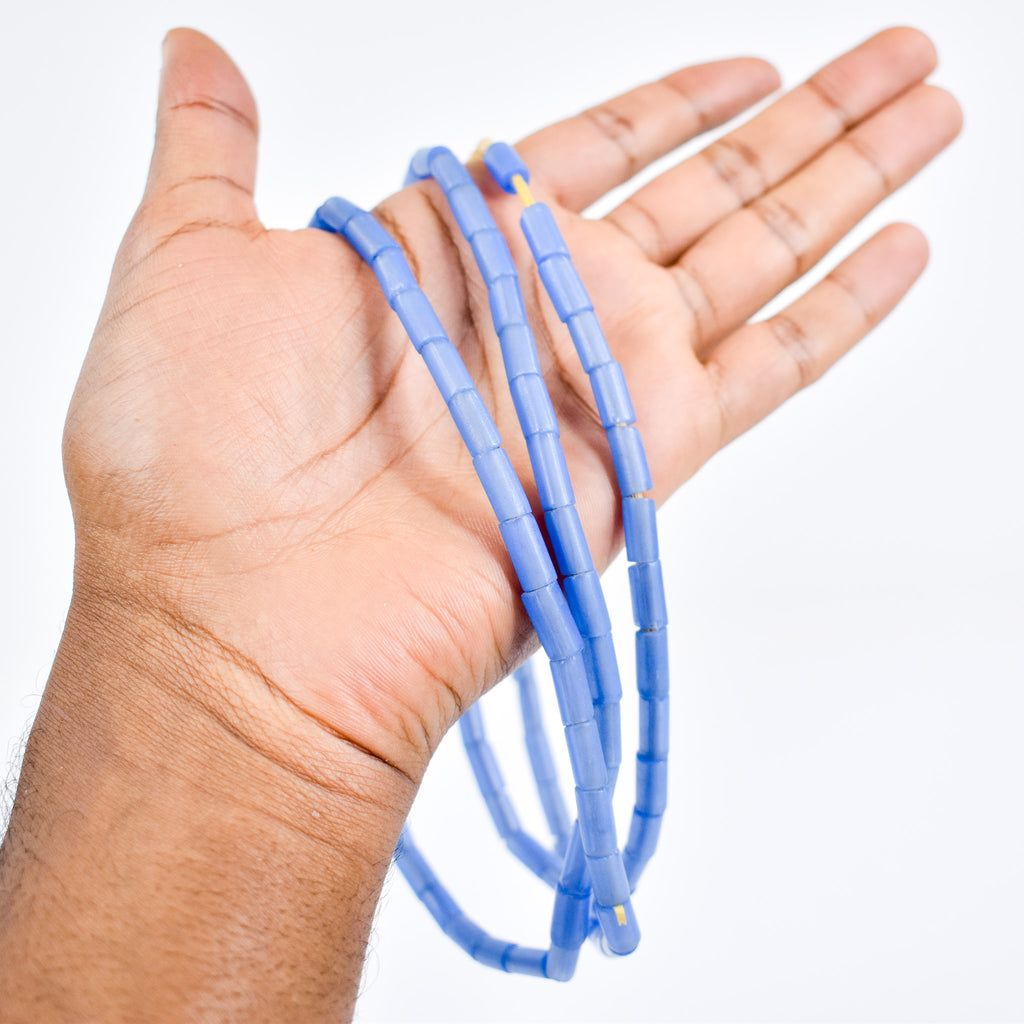 Bida Glass Blue Trade Beads Nigeria 40 Inch