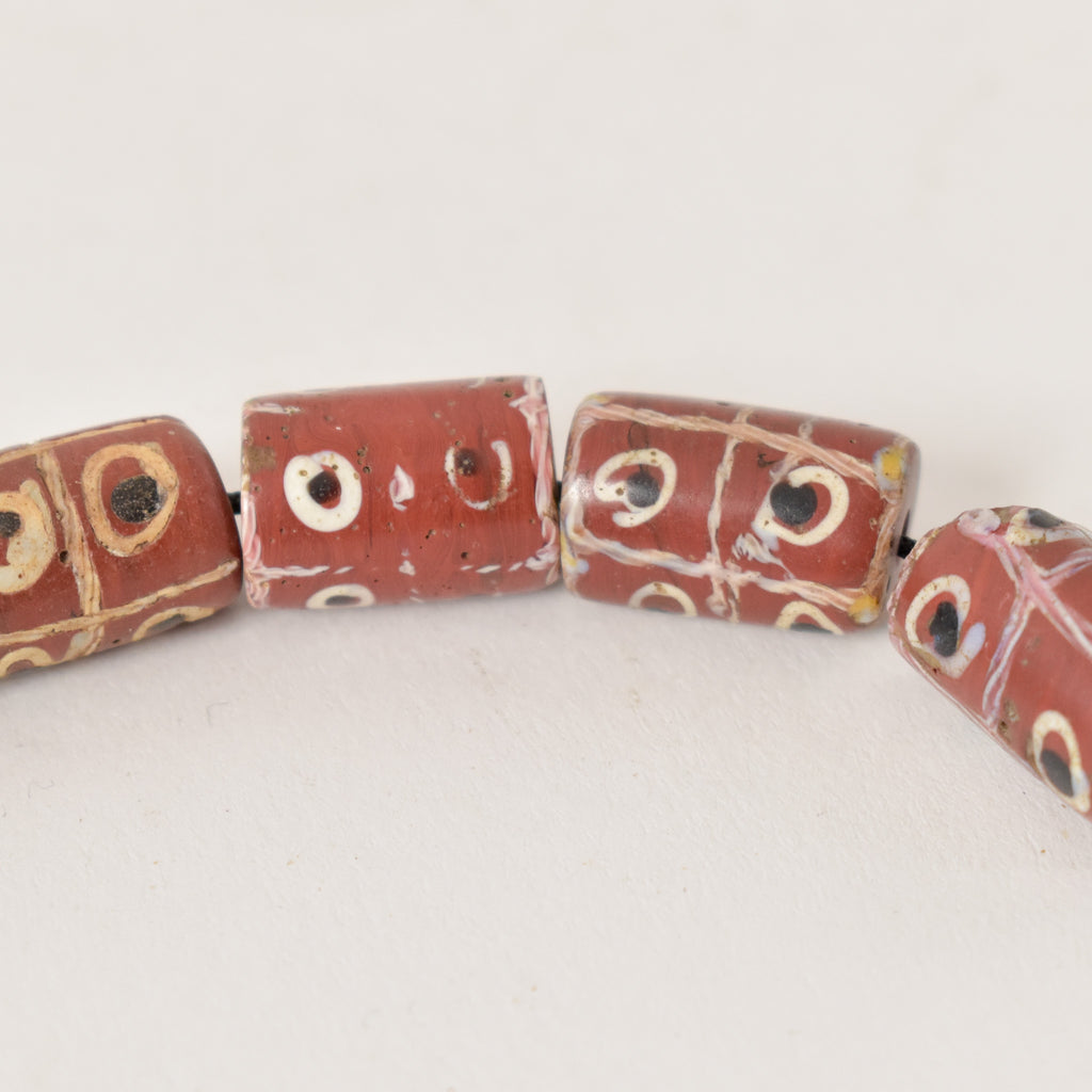 15 Brick Red Tic Tac Toe Venetian Trade Beads