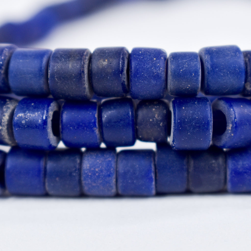 3 Strands Old Bohemian Flat Ended Blue Trade Beads Czech
