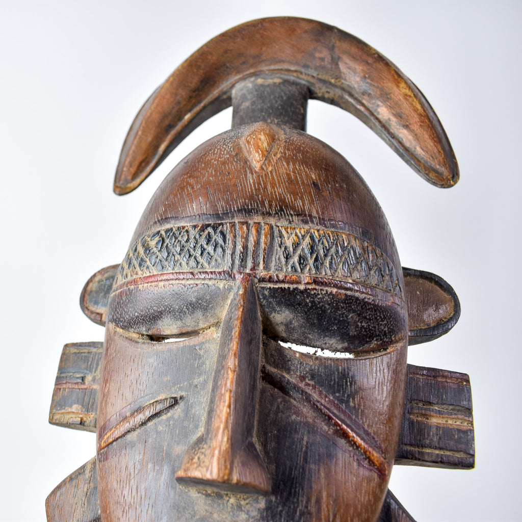 Djimini Ligbi Do Society Mask on Custom Stand Côte d'Ivoire