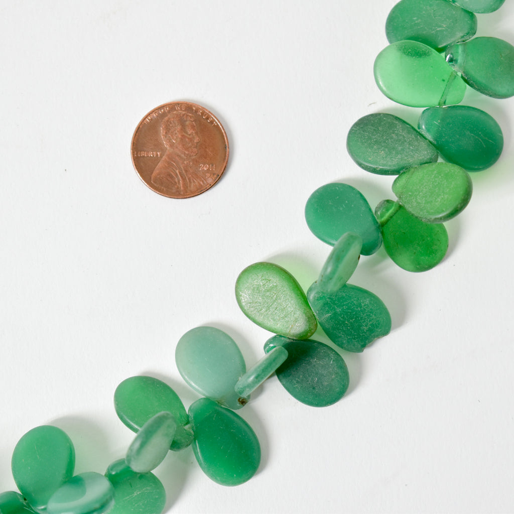 Green Flat Tear Drop Wedding Trade Beads Czech