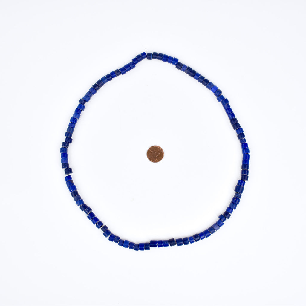 3 Strands Old Bohemian Flat Ended Blue Trade Beads Czech