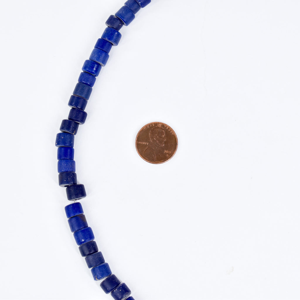 3 Strands Old Bohemian Flat Ended Blue Trade Beads Czech