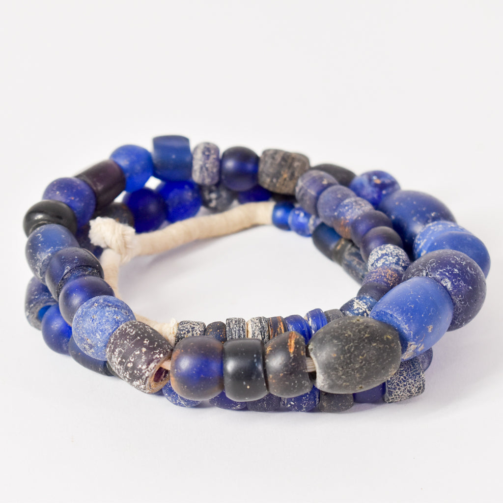 Ultramarine Blue Dogon Marvered Trade Beads 34 inch