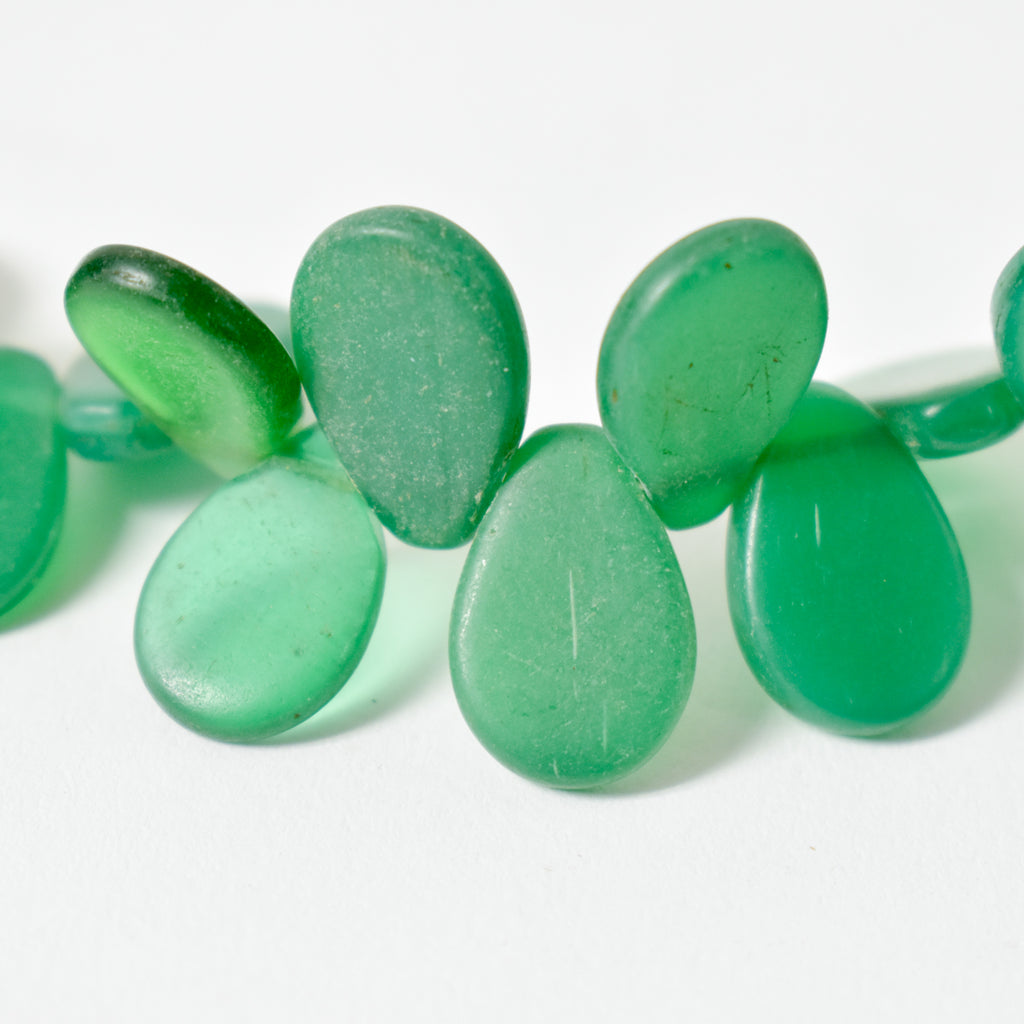 Green Flat Tear Drop Wedding Trade Beads Czech