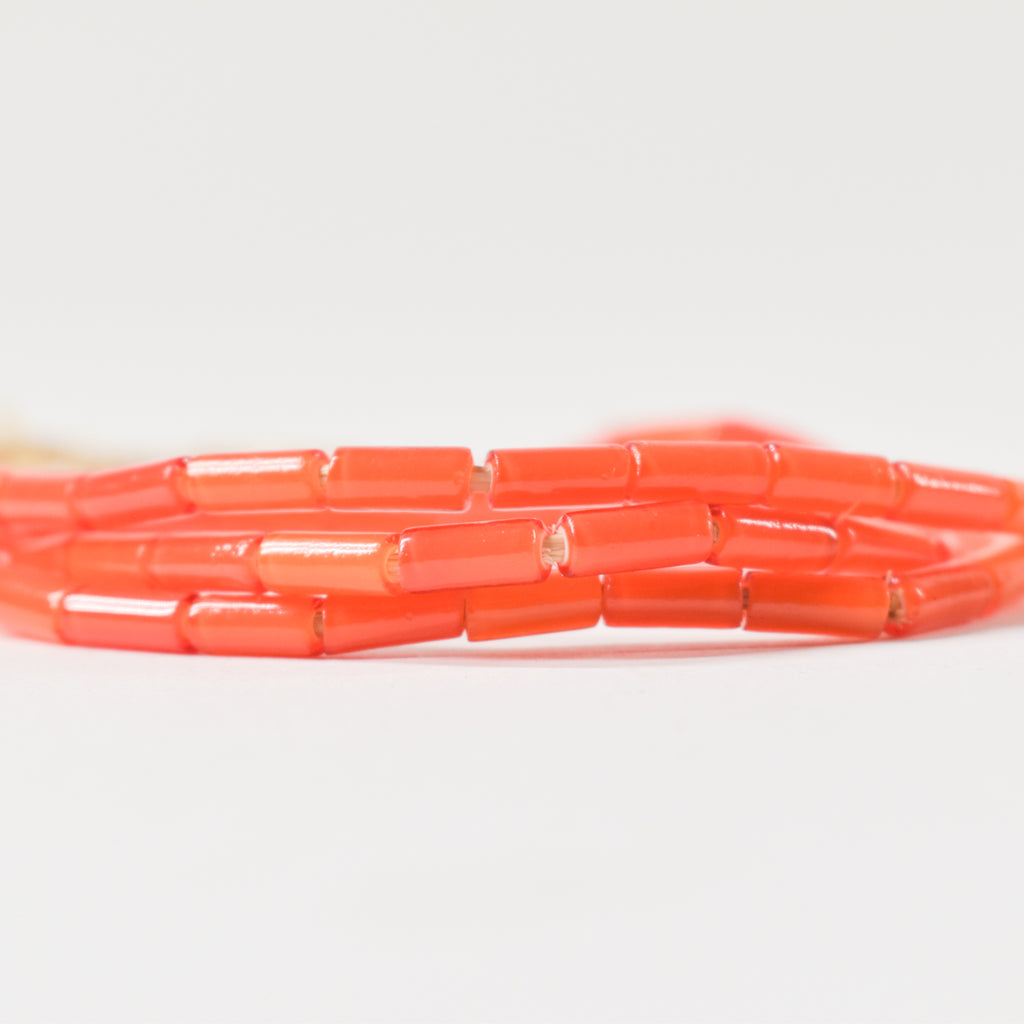 Orange Translucent Cylindrical Mint Trade Beads Czech