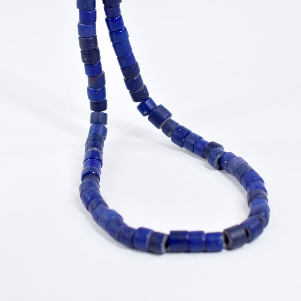3 Strands Old Bohemian Flat Ended Blue Trade Beads Czech