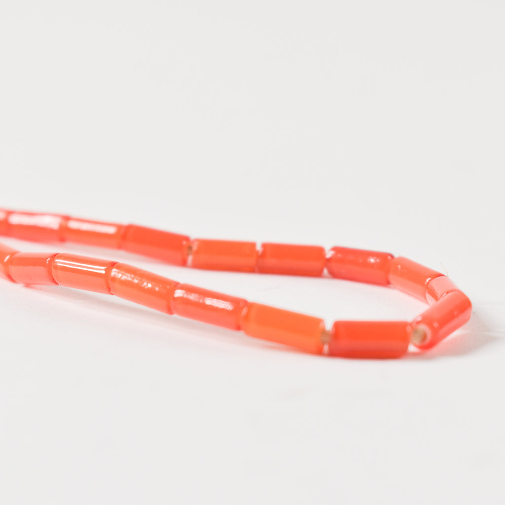 Orange Translucent Cylindrical Mint Trade Beads Czech