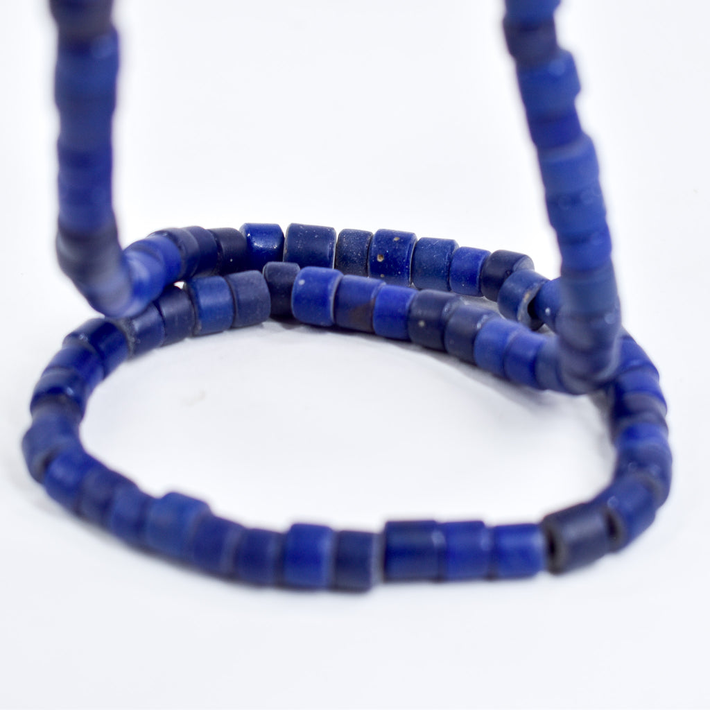 3 Strands Old Bohemian Flat Ended Blue Trade Beads Czech